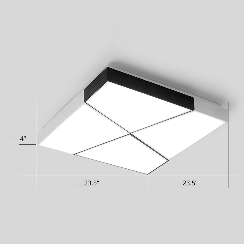 Minimalist Splicing Ceiling Lamp Acrylic Living Room LED Flush Mounted Light in Black-White White 23.5" White Clearhalo 'Ceiling Lights' 'Close To Ceiling Lights' 'Close to ceiling' 'Flush mount' Lighting' 2424598
