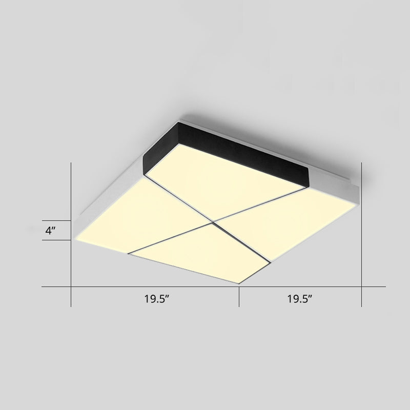 Minimalist Splicing Ceiling Lamp Acrylic Living Room LED Flush Mounted Light in Black-White White 19.5" Warm Clearhalo 'Ceiling Lights' 'Close To Ceiling Lights' 'Close to ceiling' 'Flush mount' Lighting' 2424599