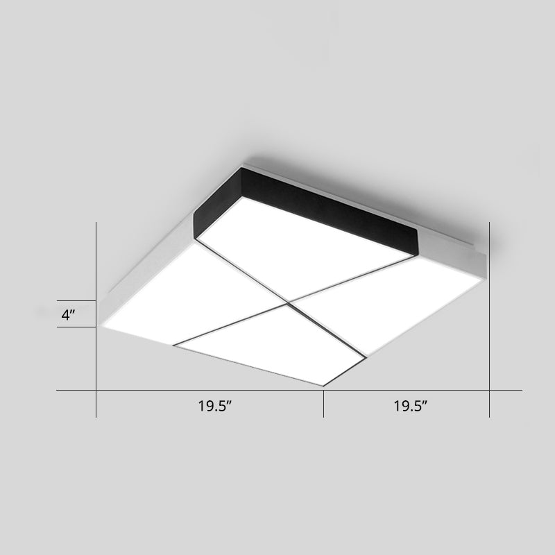 Minimalist Splicing Ceiling Lamp Acrylic Living Room LED Flush Mounted Light in Black-White White 19.5" Third Gear Clearhalo 'Ceiling Lights' 'Close To Ceiling Lights' 'Close to ceiling' 'Flush mount' Lighting' 2424600