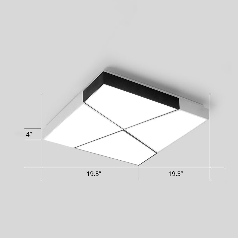 Minimalist Splicing Ceiling Lamp Acrylic Living Room LED Flush Mounted Light in Black-White White 19.5" White Clearhalo 'Ceiling Lights' 'Close To Ceiling Lights' 'Close to ceiling' 'Flush mount' Lighting' 2424601