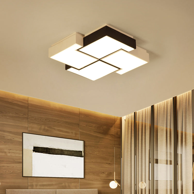 Pinwheel LED Flush Mount Fixture Nordic Metal Black and White Ceiling Lighting for Bedroom Clearhalo 'Ceiling Lights' 'Close To Ceiling Lights' 'Close to ceiling' 'Flush mount' Lighting' 2424631