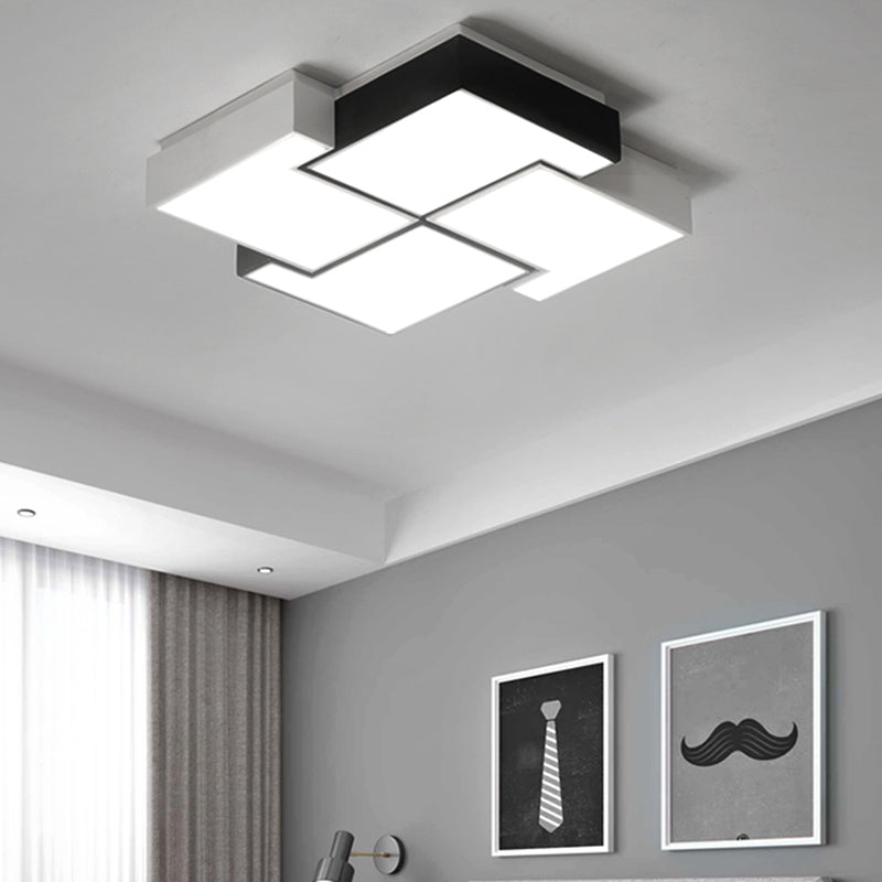 Pinwheel LED Flush Mount Fixture Nordic Metal Black and White Ceiling Lighting for Bedroom Clearhalo 'Ceiling Lights' 'Close To Ceiling Lights' 'Close to ceiling' 'Flush mount' Lighting' 2424634