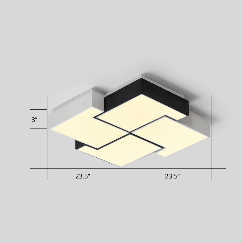 Pinwheel LED Flush Mount Fixture Nordic Metal Black and White Ceiling Lighting for Bedroom White 23.5" Warm Clearhalo 'Ceiling Lights' 'Close To Ceiling Lights' 'Close to ceiling' 'Flush mount' Lighting' 2424635