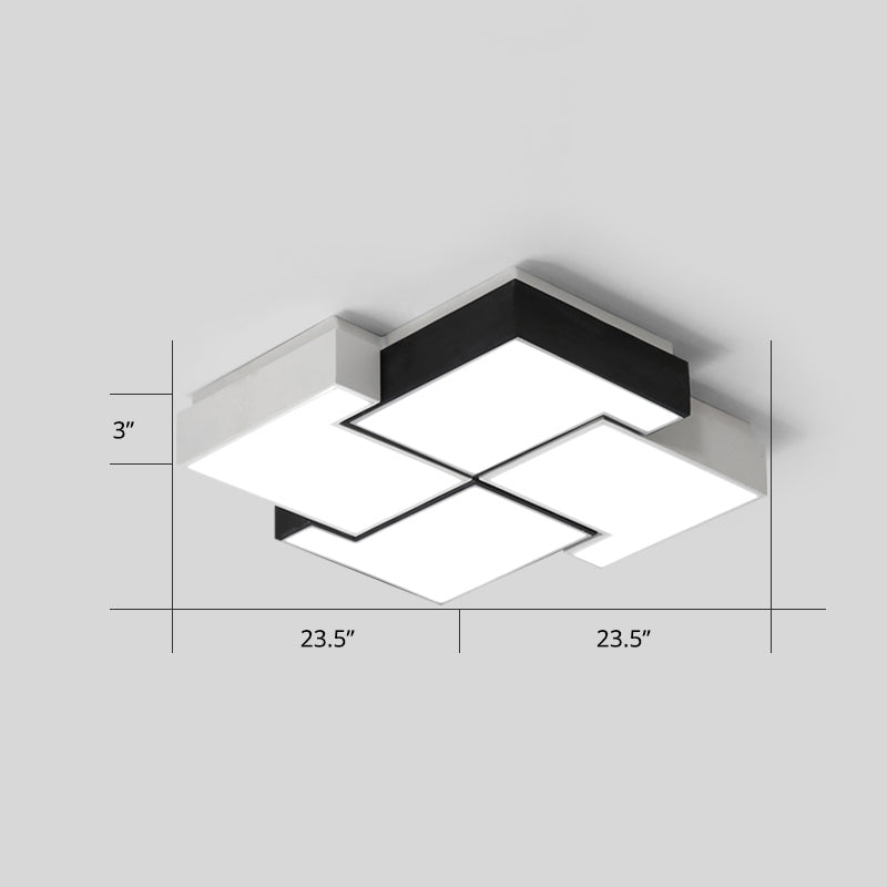 Pinwheel LED Flush Mount Fixture Nordic Metal Black and White Ceiling Lighting for Bedroom White 23.5" Third Gear Clearhalo 'Ceiling Lights' 'Close To Ceiling Lights' 'Close to ceiling' 'Flush mount' Lighting' 2424637