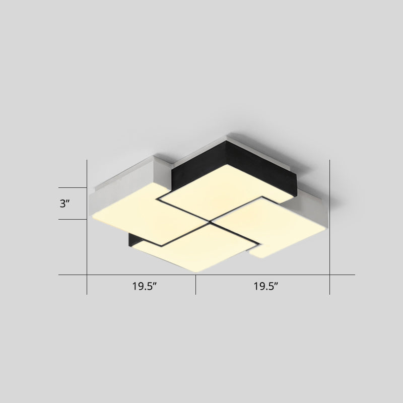 Pinwheel LED Flush Mount Fixture Nordic Metal Black and White Ceiling Lighting for Bedroom White 19.5" Warm Clearhalo 'Ceiling Lights' 'Close To Ceiling Lights' 'Close to ceiling' 'Flush mount' Lighting' 2424639