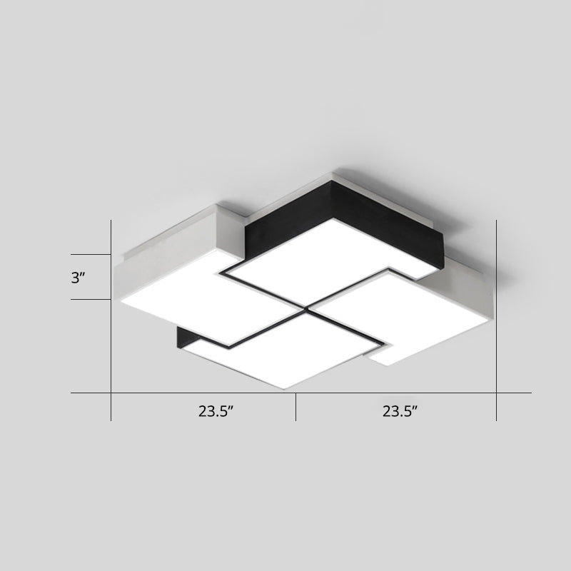 Pinwheel LED Flush Mount Fixture Nordic Metal Black and White Ceiling Lighting for Bedroom White 23.5" White Clearhalo 'Ceiling Lights' 'Close To Ceiling Lights' 'Close to ceiling' 'Flush mount' Lighting' 2424640