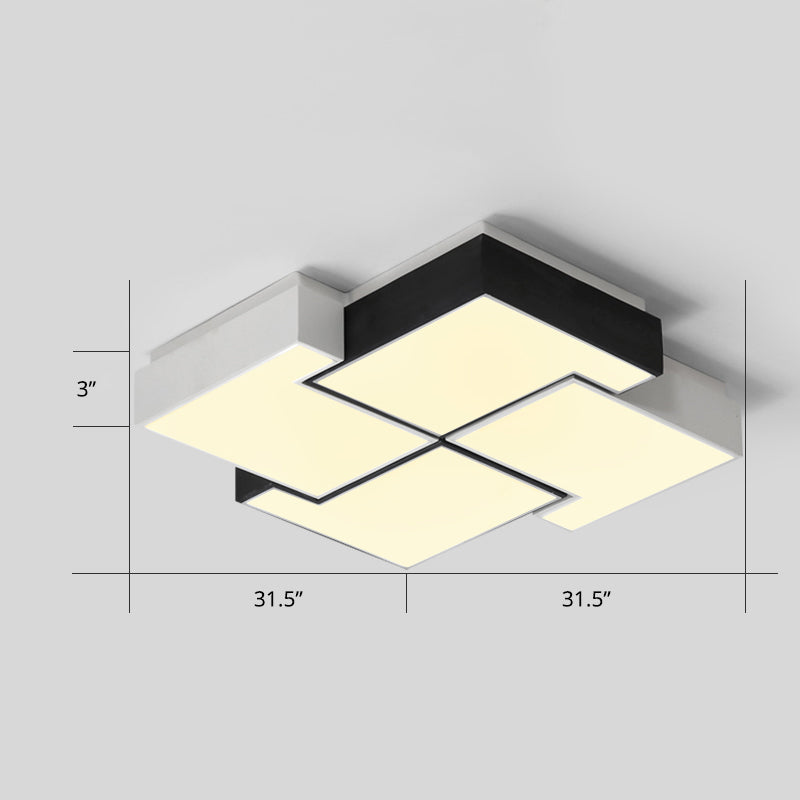 Pinwheel LED Flush Mount Fixture Nordic Metal Black and White Ceiling Lighting for Bedroom White 31.5" Warm Clearhalo 'Ceiling Lights' 'Close To Ceiling Lights' 'Close to ceiling' 'Flush mount' Lighting' 2424641