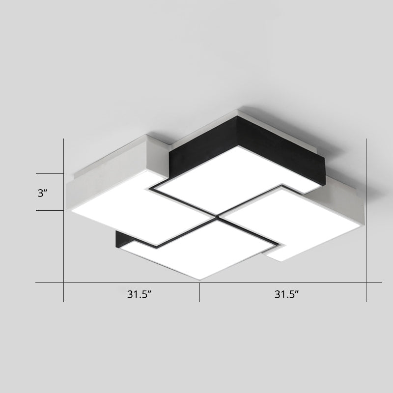 Pinwheel LED Flush Mount Fixture Nordic Metal Black and White Ceiling Lighting for Bedroom White 31.5" Third Gear Clearhalo 'Ceiling Lights' 'Close To Ceiling Lights' 'Close to ceiling' 'Flush mount' Lighting' 2424642