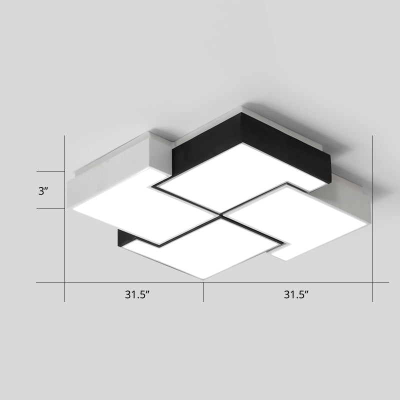 Pinwheel LED Flush Mount Fixture Nordic Metal Black and White Ceiling Lighting for Bedroom White 31.5" White Clearhalo 'Ceiling Lights' 'Close To Ceiling Lights' 'Close to ceiling' 'Flush mount' Lighting' 2424643