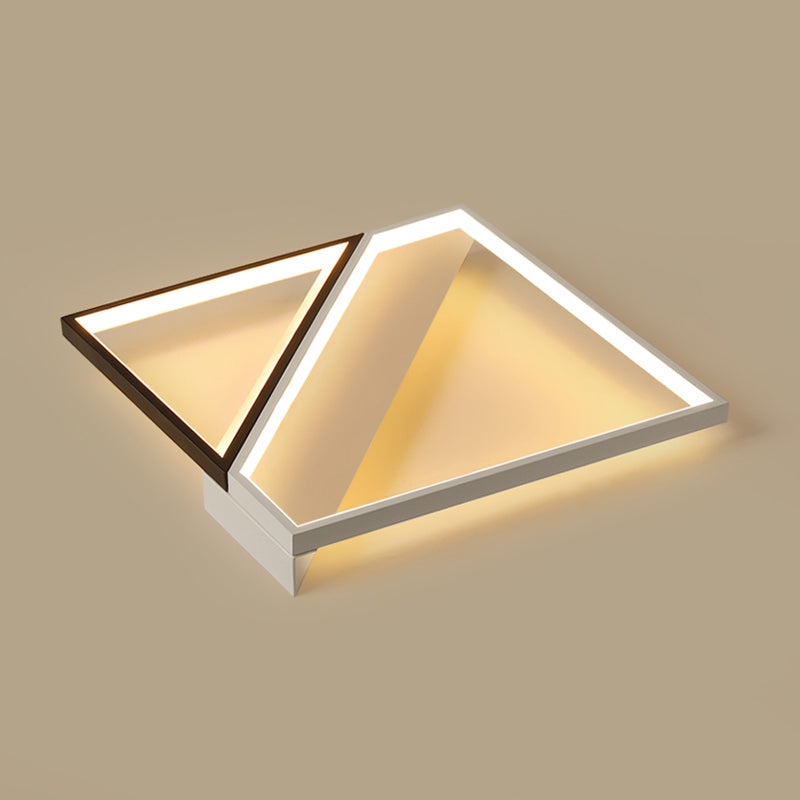 Square Flush Mounted Lamp Minimalistic Metal Bedroom LED Ceiling Light in Black and White Clearhalo 'Ceiling Lights' 'Close To Ceiling Lights' 'Close to ceiling' 'Flush mount' Lighting' 2424651