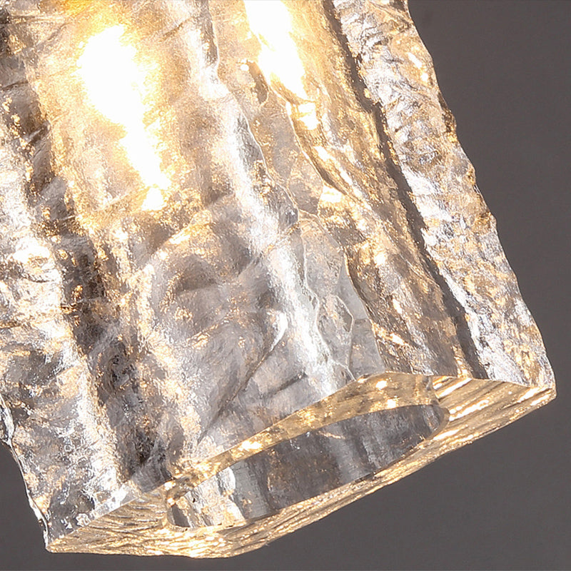 Rectangle Dining Room Pendulum Light Clear Rippled Crystal 1-Bulb Simple Style Hanging Light in Gold Clearhalo 'Ceiling Lights' 'Modern Pendants' 'Modern' 'Pendant Lights' 'Pendants' Lighting' 2424712