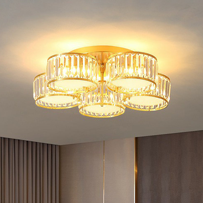 Clear Crystal Flower Flush Mount Minimalistic Flush Mount Ceiling Light for Bedroom Clear 26" Clearhalo 'Ceiling Lights' 'Close To Ceiling Lights' 'Close to ceiling' 'Flush mount' Lighting' 2424773