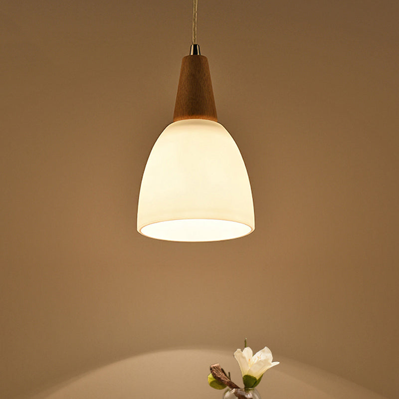 Bell Shape 1/2/3 Light Glass Pendant Light Fixture in White Color Simple Style Ceiling Lamp 1.0 Blanco Clearhalo 'Ceiling Lights' 'Glass shade' 'Glass' 'Iluminaci��n' 'L��mparas Colgantes' 'L��mparas de Techo' 'Pendant Lights' Hogar' Lighting' 242567