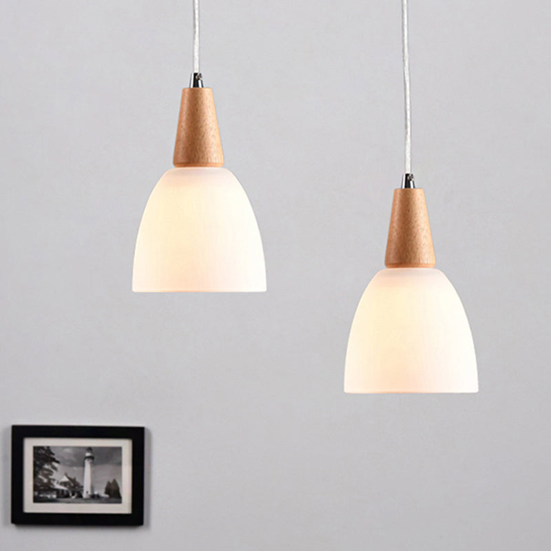 Bell Shape 1/2/3 Light Glass Pendant Light Fixture in White Color Simple Style Ceiling Lamp 2.0 Blanco Clearhalo 'Ceiling Lights' 'Glass shade' 'Glass' 'Iluminaci��n' 'L��mparas Colgantes' 'L��mparas de Techo' 'Pendant Lights' Hogar' Lighting' 242569