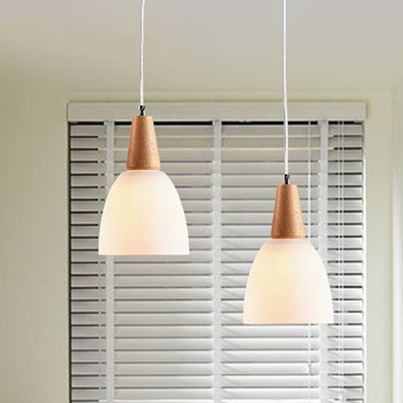 Bell Shape 1/2/3 Light Glass Pendant Light Fixture in White Color Simple Style Ceiling Lamp Clearhalo 'Ceiling Lights' 'Glass shade' 'Glass' 'Iluminaci��n' 'L��mparas Colgantes' 'L��mparas de Techo' 'Pendant Lights' Hogar' Lighting' 242570