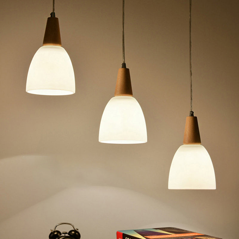 Bell Shape 1/2/3 Light Glass Pendant Light Fixture in White Color Simple Style Ceiling Lamp 3.0 Blanco Clearhalo 'Ceiling Lights' 'Glass shade' 'Glass' 'Iluminaci��n' 'L��mparas Colgantes' 'L��mparas de Techo' 'Pendant Lights' Hogar' Lighting' 242571