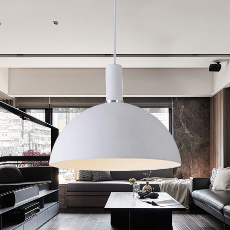Aluminum Hemisphere Pendant Lamp One Light Contemporary Pendant Light for Dining Room White Clearhalo 'Ceiling Lights' 'Modern Pendants' 'Modern' 'Pendant Lights' 'Pendants' Lighting' 242712