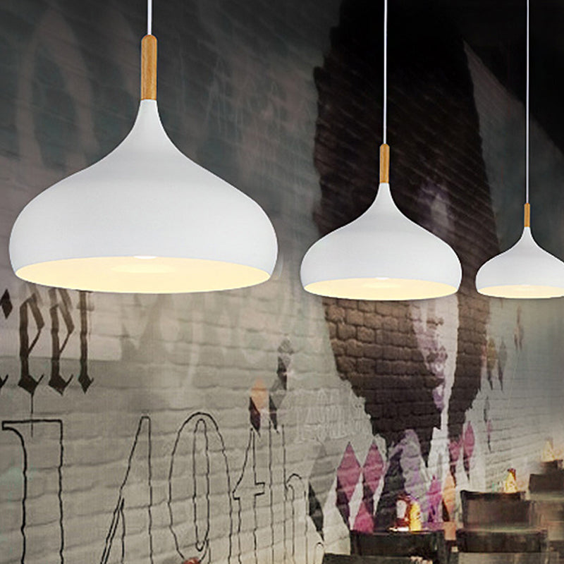 9.5"/12.5"/14"W Teardrop Pendant Lighting in Nordic Style Metal 1 Light Black/White/Gold Hanging Light Clearhalo 'Ceiling Lights' 'Modern Pendants' 'Modern' 'Pendant Lights' 'Pendants' Lighting' 242892