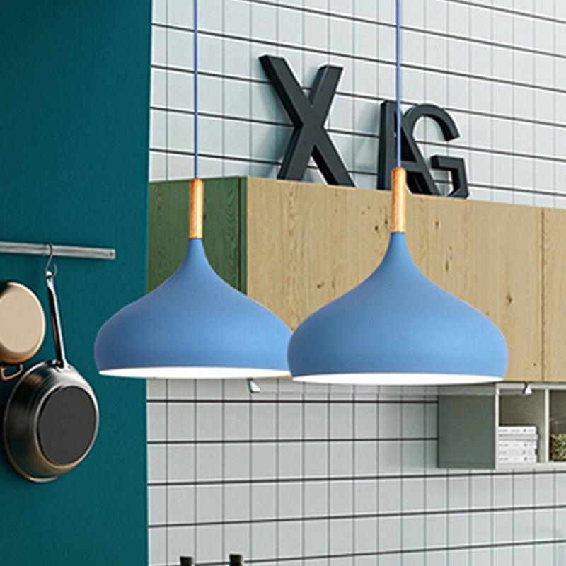 9.5"/12.5"/14"W Teardrop Pendant Lighting in Nordic Style Metal 1 Light Black/White/Gold Hanging Light Blue Clearhalo 'Ceiling Lights' 'Modern Pendants' 'Modern' 'Pendant Lights' 'Pendants' Lighting' 242893