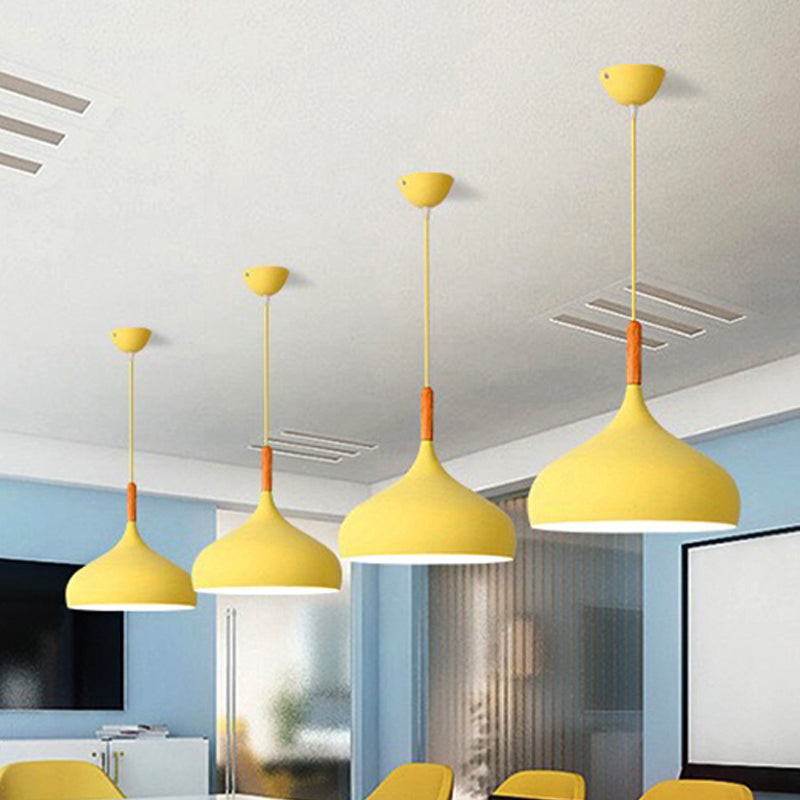 9.5"/12.5"/14"W Teardrop Pendant Lighting in Nordic Style Metal 1 Light Black/White/Gold Hanging Light Yellow Clearhalo 'Ceiling Lights' 'Modern Pendants' 'Modern' 'Pendant Lights' 'Pendants' Lighting' 242897