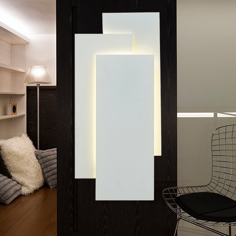 Aluminum Rectangle Wall Mounted Light Modern LED Black/White Wall Lamp in Warm/White Lighting Clearhalo 'Cast Iron' 'Glass' 'Industrial' 'Modern wall lights' 'Modern' 'Tiffany' 'Traditional wall lights' 'Wall Lamps & Sconces' 'Wall Lights' Lighting' 242957