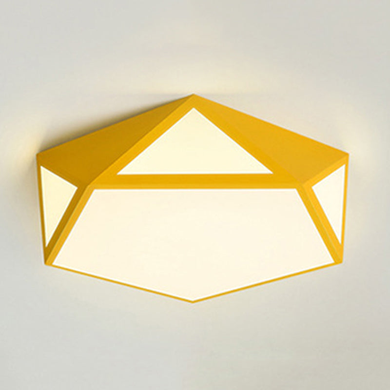 Nordic Candy Colored Ceiling Lamp Pentagon Acrylic & Metal LED Flushmount Light for Corridor Clearhalo 'Ceiling Lights' 'Close To Ceiling Lights' 'Close to ceiling' 'Flush mount' Lighting' 242971