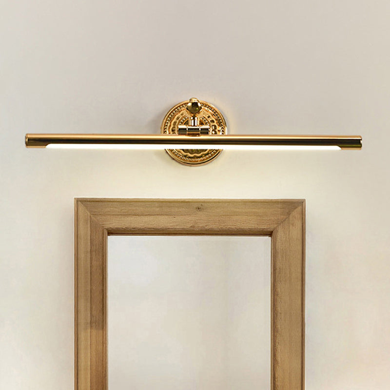 Linear Metallic Vanity Wall Light Modernist Style 16"/21.5" Wide LED Brass/Gold Finish Wall Mount Lighting over Mirror Clearhalo 'Cast Iron' 'Glass' 'Industrial' 'Modern wall lights' 'Modern' 'Tiffany' 'Traditional wall lights' 'Vanity Lights' 'Wall Lights' Lighting' 243082