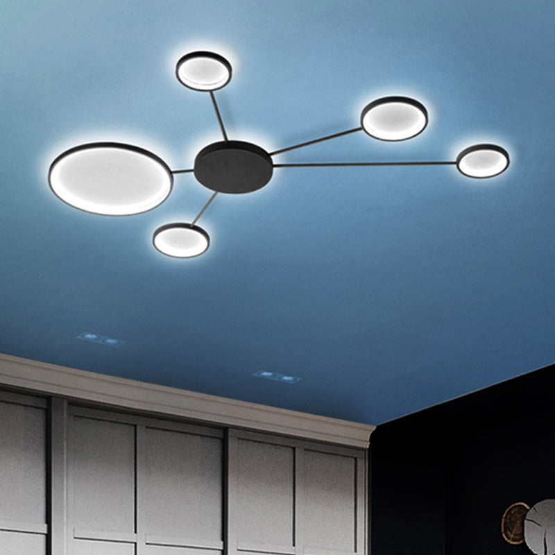 Spoke-Like Acrylic Ceiling Flush Light Simplicity LED Black/White Flushmount in Warm/White Light Black White Clearhalo 'Ceiling Lights' 'Close To Ceiling Lights' 'Close to ceiling' 'Flush mount' Lighting' 243203