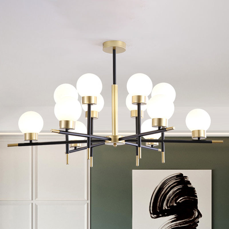 Contemporary Globe Shade Chandelier Multi-Head Metal Large Clear/White Glass Pendant Lamp for Hotel Clearhalo 'Ceiling Lights' 'Chandeliers' 'Clear' 'Industrial' 'Modern Chandeliers' 'Modern' 'Tiffany' 'Traditional Chandeliers' Lighting' 243234