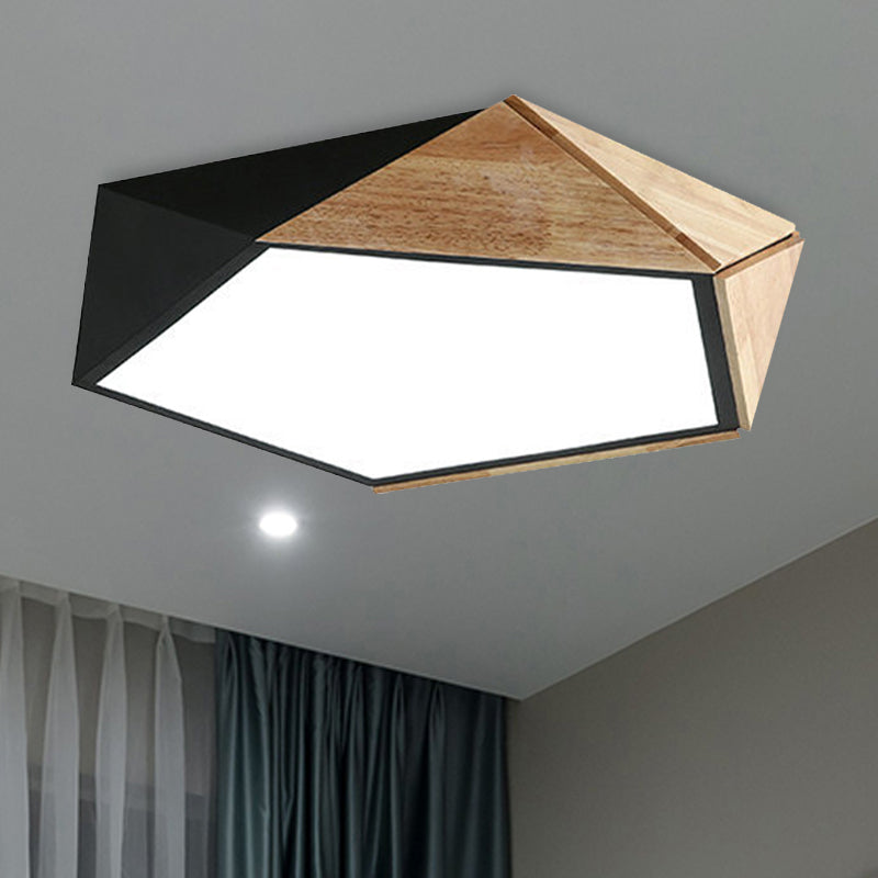 Geometric Flush Mount Lamp Contemporary Metal LED White/Black Ceiling Mounted Light for Living Room in Warm/White, 16.5"/20.5" Wide Black Clearhalo 'Ceiling Lights' 'Close To Ceiling Lights' 'Close to ceiling' 'Flush mount' Lighting' 243283