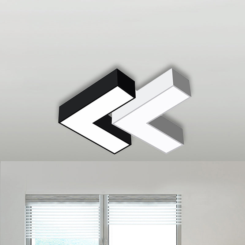 Arrow Metal Flush Mount Modern 10"/14" Wide Led White/Black Flush Ceiling Light for Office with Opaline Diffuser Clearhalo 'Ceiling Lights' 'Close To Ceiling Lights' 'Close to ceiling' 'Flush mount' Lighting' 243454