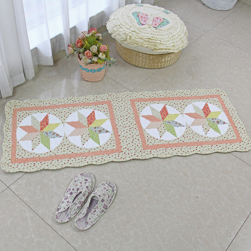 Multi Colored Floral Printed Rug Cotton Modern Indoor Rug Non-Slip Backing Easy Care Washable Area Carpet for Bedroom Beige 1'4" x 3'7" Clearhalo 'Area Rug' 'Modern' 'Rugs' Rug' 2434578