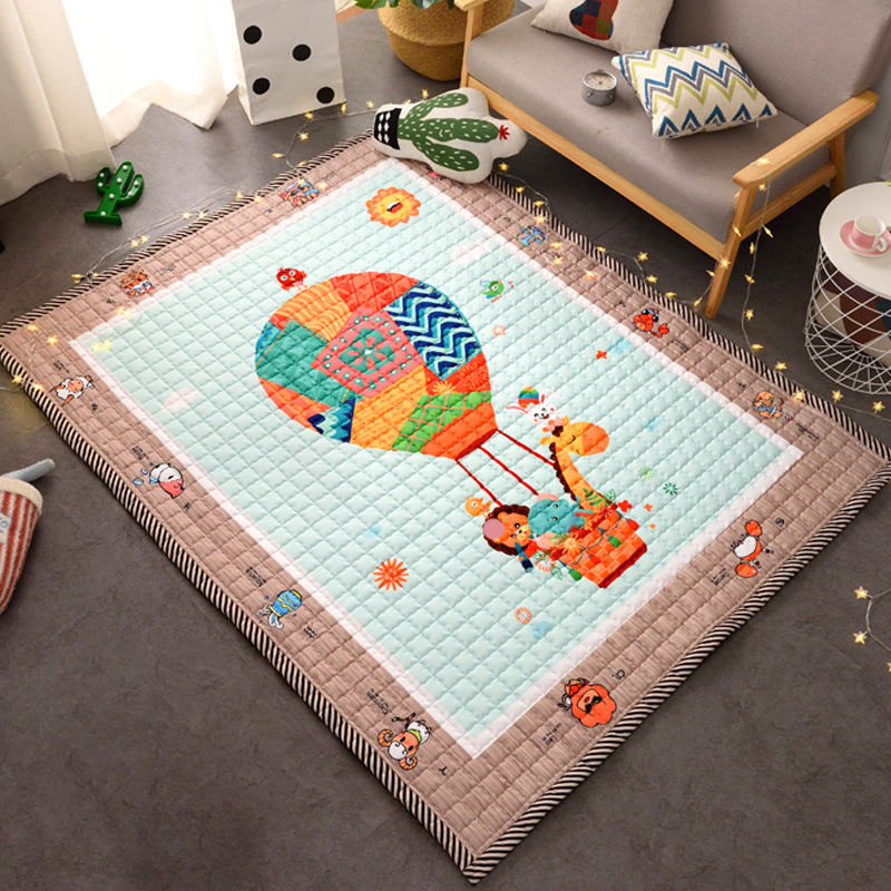 Multi Colored Relaxing Rug Cotton Blend Carton Printed Area Carpet Easy Care Stain-Resistant Washable Indoor Rug for Decor Green 4'9" x 6'5" Clearhalo 'Area Rug' 'Rug' 2434588