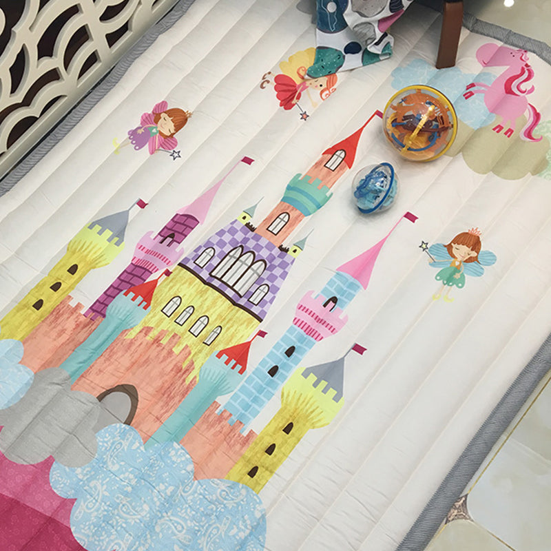 Casual Cartoon Printed Rug Multicolored Cotton Indoor Rug Pet Friendly Stain-Resistant Easy Care Area Carpet for Kids Room Rose Red 4'9" x 6'5" Clearhalo 'Area Rug' 'Rug' 2435186