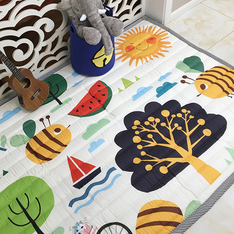 Casual Cartoon Printed Rug Multicolored Cotton Indoor Rug Pet Friendly Stain-Resistant Easy Care Area Carpet for Kids Room Yellow 4'9" x 6'5" Clearhalo 'Area Rug' 'Rug' 2435188