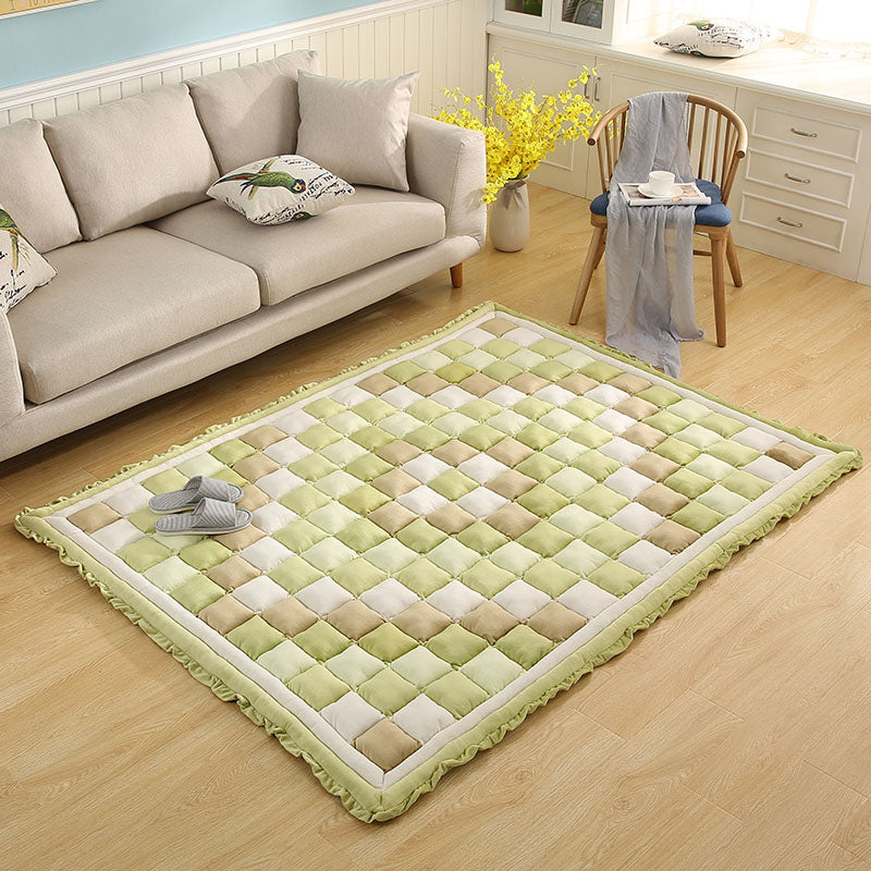 Simple Living Room Rug Multicolored Plaid Printed Area Carpet Cotton Non-Slip Backing Pet Friendly Area Rug Light Green Clearhalo 'Area Rug' 'Modern' 'Rugs' Rug' 2435227