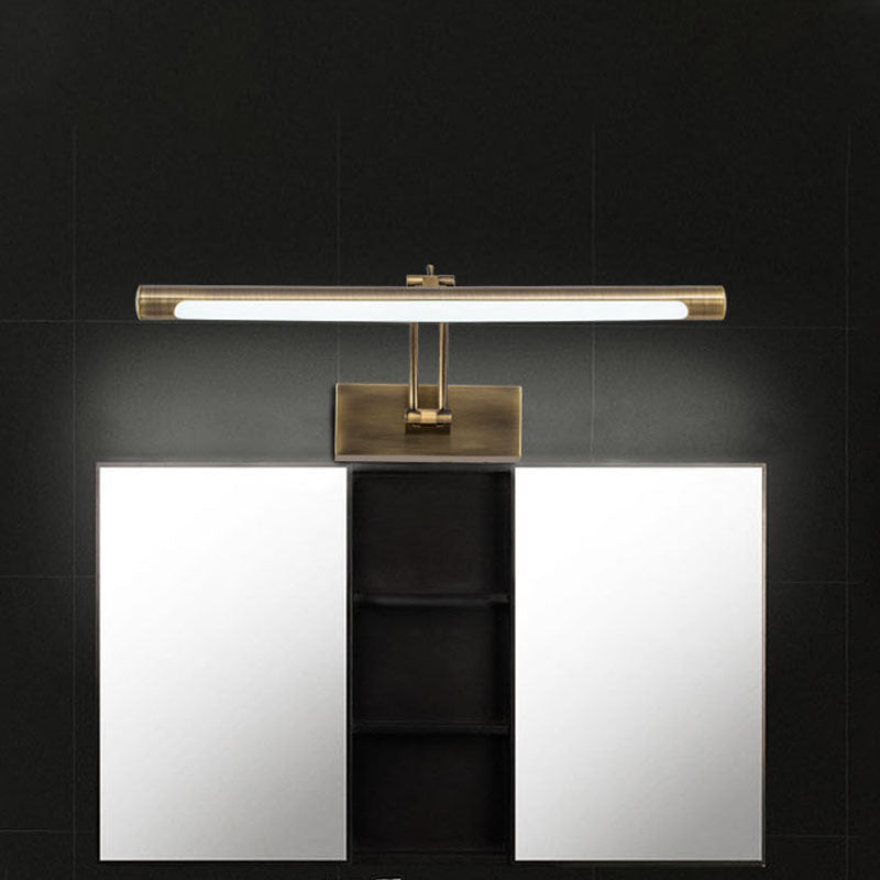 Brass/Gold Finish Tubular Wall Lamp Vintage 16"/21.5" Diameter LED Acrylic and Metallic Vanity Lighting for Bathroom Clearhalo 'Cast Iron' 'Glass' 'Industrial' 'Modern wall lights' 'Modern' 'Tiffany' 'Traditional wall lights' 'Vanity Lights' 'Wall Lights' Lighting' 243606
