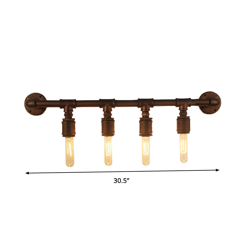 Iron Black Wall Light Straight Pipe 2/4/6 Bulbs Industrial Wall Sconce Light for Living Room Clearhalo 'Art deco wall lights' 'Cast Iron' 'Glass' 'Industrial wall lights' 'Industrial' 'Middle century wall lights' 'Modern' 'Rustic wall lights' 'Tiffany' 'Traditional wall lights' 'Wall Lamps & Sconces' 'Wall Lights' Lighting' 2436349