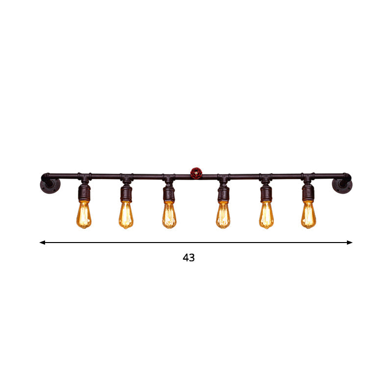 Iron Black Wall Light Straight Pipe 2/4/6 Bulbs Industrial Wall Sconce Light for Living Room Clearhalo 'Art deco wall lights' 'Cast Iron' 'Glass' 'Industrial wall lights' 'Industrial' 'Middle century wall lights' 'Modern' 'Rustic wall lights' 'Tiffany' 'Traditional wall lights' 'Wall Lamps & Sconces' 'Wall Lights' Lighting' 2436350
