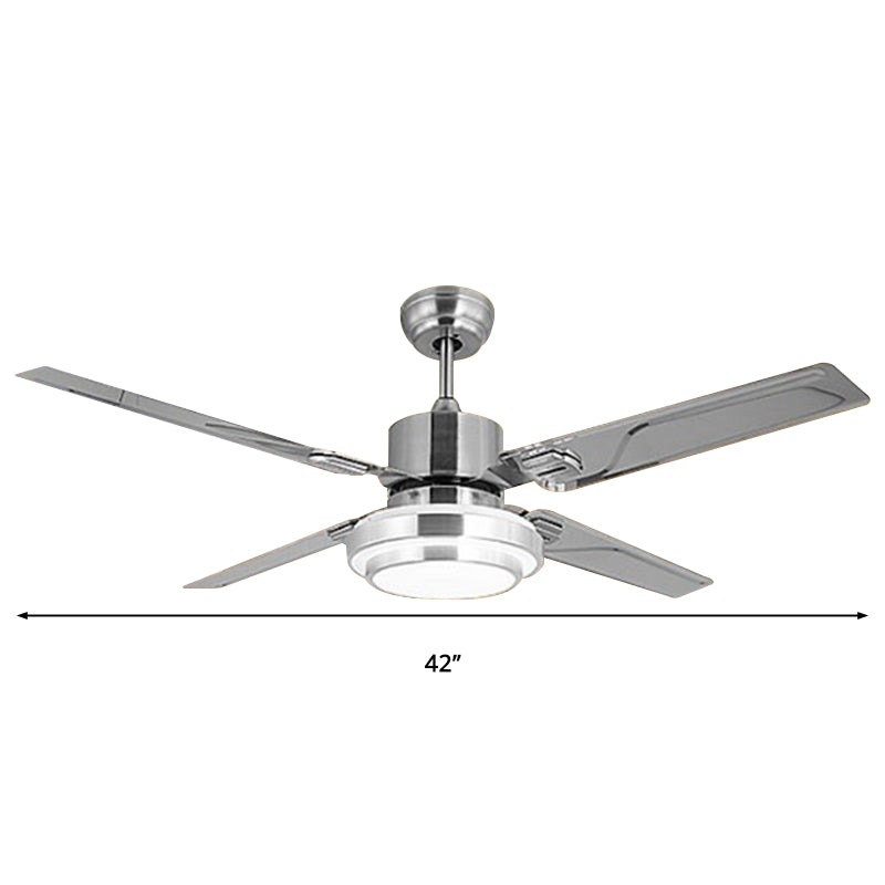 LED Gourd Semi Flush Lighting Modernist Silver Finish Metal 4 Blades Ceiling Fan Lamp Fixture, 42" W Clearhalo 'Ceiling Fans with Lights' 'Ceiling Fans' 'Modern Ceiling Fans' 'Modern' Lighting' 2436407