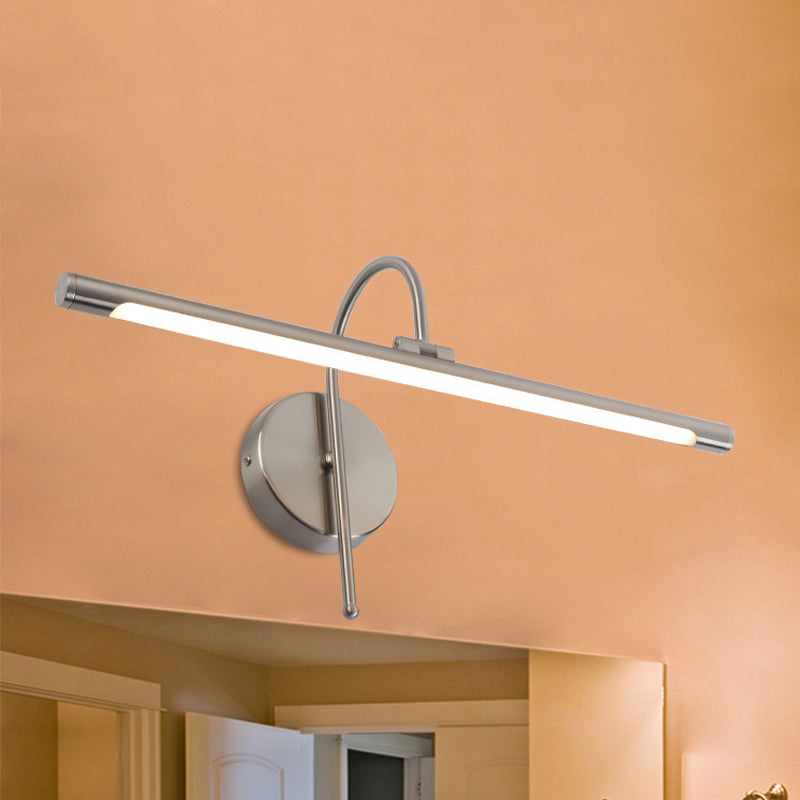 Contemporary LED Wall Lamp with Metal Shade Black/Nickel Tubular Shaped Vanity Lamp over Mirror, 16"/20" Diameter Nickel Clearhalo 'Cast Iron' 'Glass' 'Industrial' 'Modern wall lights' 'Modern' 'Tiffany' 'Traditional wall lights' 'Vanity Lights' 'Wall Lights' Lighting' 243735