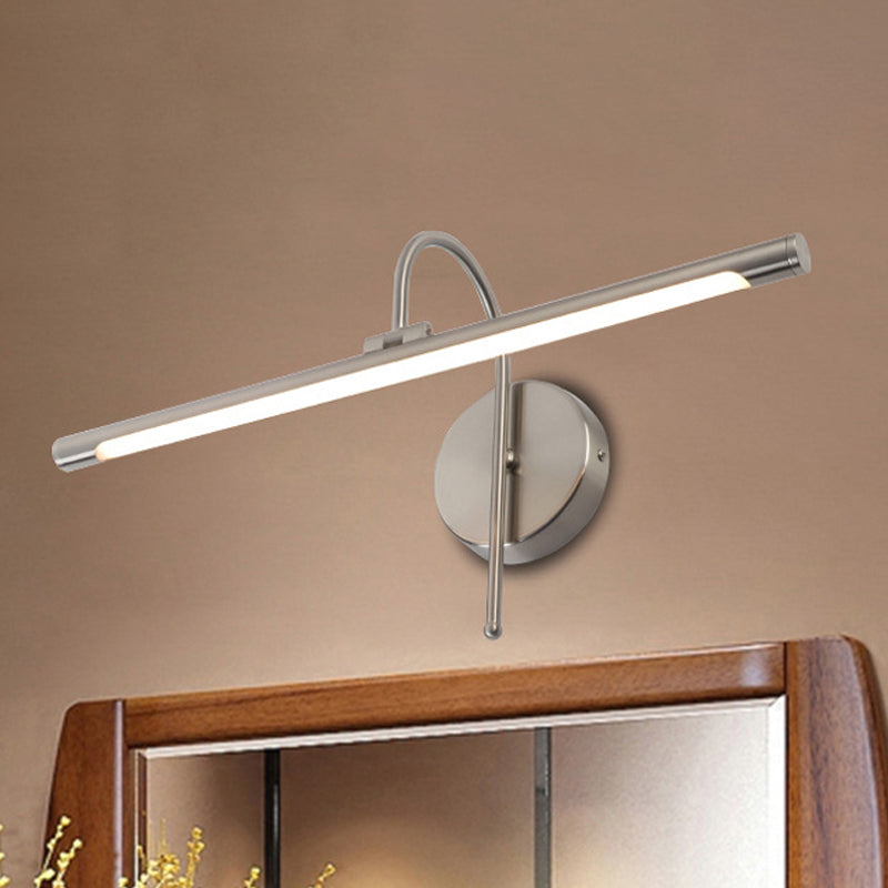 Contemporary LED Wall Lamp with Metal Shade Black/Nickel Tubular Shaped Vanity Lamp over Mirror, 16"/20" Diameter Clearhalo 'Cast Iron' 'Glass' 'Industrial' 'Modern wall lights' 'Modern' 'Tiffany' 'Traditional wall lights' 'Vanity Lights' 'Wall Lights' Lighting' 243737