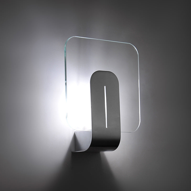 1 Light LED Bathroom Wall Sconce with Square Clear Glass Shade Nickel Wall Lamp in Warm/White Light Nickel White Clearhalo 'Cast Iron' 'Glass' 'Industrial' 'Modern wall lights' 'Modern' 'Tiffany' 'Traditional wall lights' 'Wall Lamps & Sconces' 'Wall Lights' Lighting' 243942