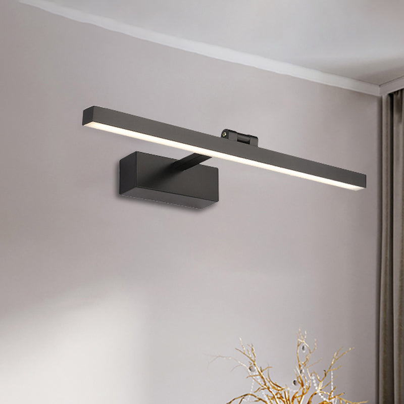 Simplistic Style Rectangle Aluminum Wall Lamp 16"/19.5" W LED Vanity Mirror Light in Black/White for Bathroom Clearhalo 'Cast Iron' 'Glass' 'Industrial' 'Modern wall lights' 'Modern' 'Tiffany' 'Traditional wall lights' 'Vanity Lights' 'Wall Lights' Lighting' 244061