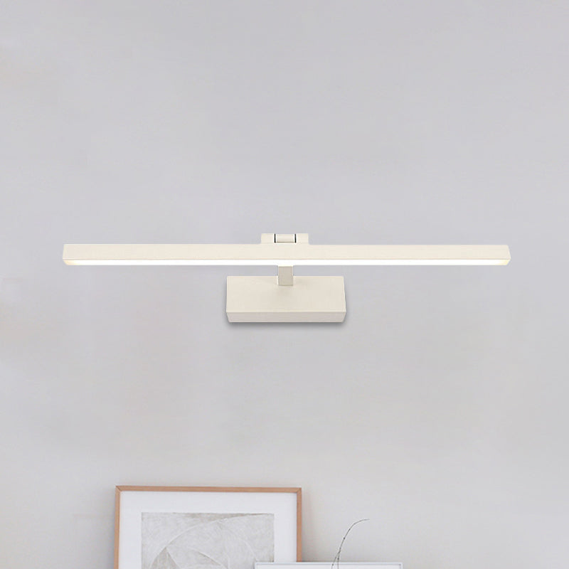 Simplistic Style Rectangle Aluminum Wall Lamp 16"/19.5" W LED Vanity Mirror Light in Black/White for Bathroom Clearhalo 'Cast Iron' 'Glass' 'Industrial' 'Modern wall lights' 'Modern' 'Tiffany' 'Traditional wall lights' 'Vanity Lights' 'Wall Lights' Lighting' 244063