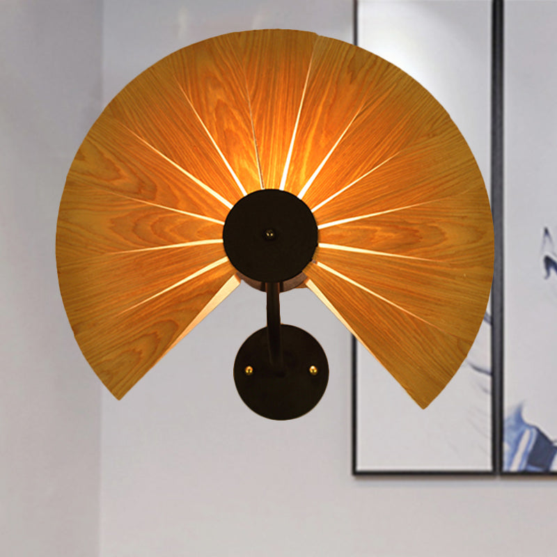 Wood Veneer Handmade Wall Sconce Modern Stylish 1 Light Black Finish Wall Lamp for Restaurant Wood C Clearhalo 'Modern wall lights' 'Modern' 'Wall Lamps & Sconces' 'Wall Lights' Lighting' 244184