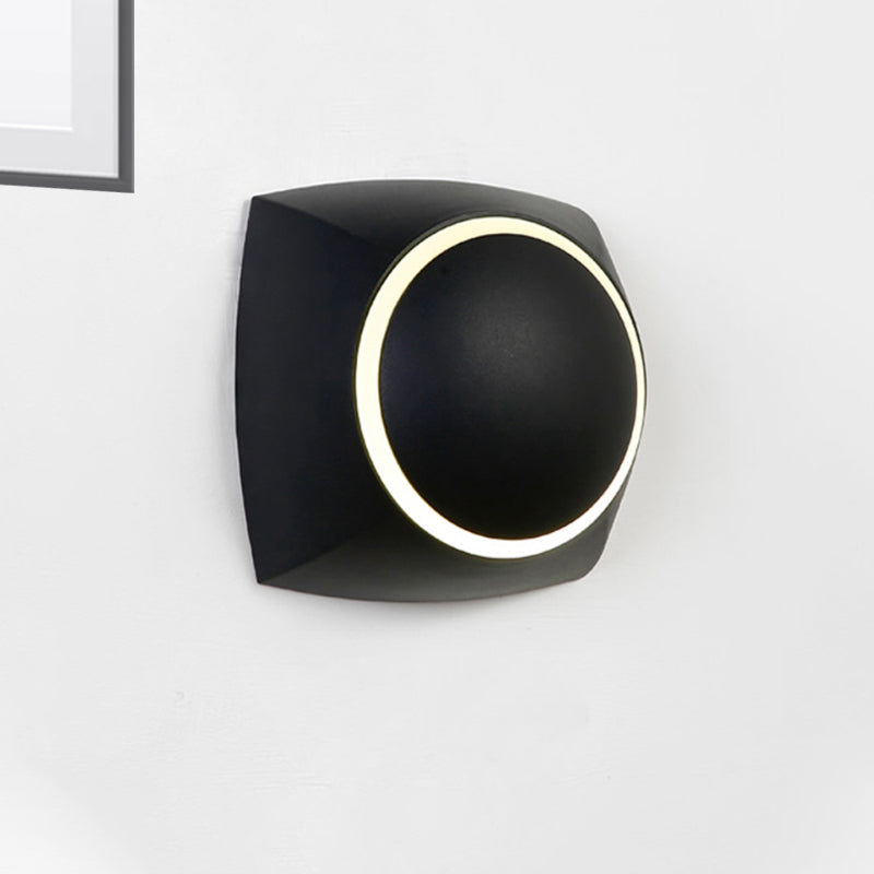 Rotatable Squared Metallic Wall Sconce Minimalism LED White Wall Mounted Lamp in Warm/White Lighting Black Clearhalo 'Cast Iron' 'Glass' 'Industrial' 'Modern wall lights' 'Modern' 'Tiffany' 'Traditional wall lights' 'Wall Lamps & Sconces' 'Wall Lights' Lighting' 244254