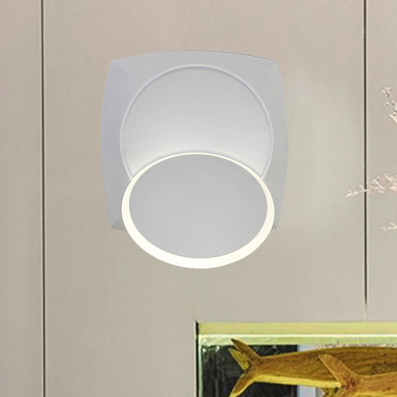 Rotatable Squared Metallic Wall Sconce Minimalism LED White Wall Mounted Lamp in Warm/White Lighting White Clearhalo 'Cast Iron' 'Glass' 'Industrial' 'Modern wall lights' 'Modern' 'Tiffany' 'Traditional wall lights' 'Wall Lamps & Sconces' 'Wall Lights' Lighting' 244256