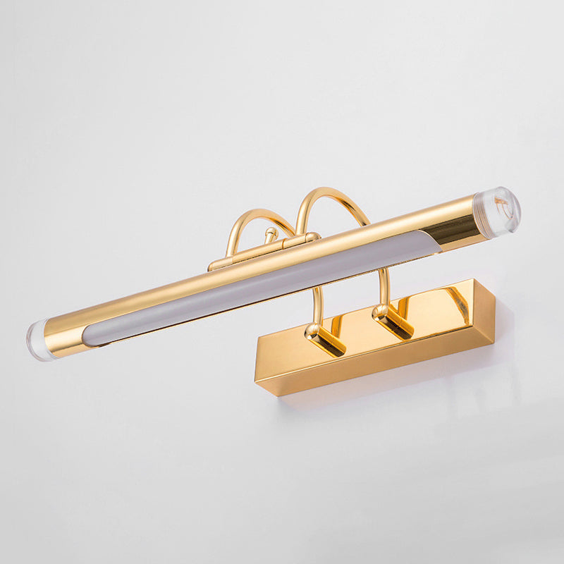 16"/21" Wide Cylindrical Vanity Light Fixture Modernism Style Metallic LED Indoor Wall Lamp in Gold, Warm/White Lighting Clearhalo 'Cast Iron' 'Glass' 'Industrial' 'Modern wall lights' 'Modern' 'Tiffany' 'Traditional wall lights' 'Vanity Lights' 'Wall Lights' Lighting' 244322