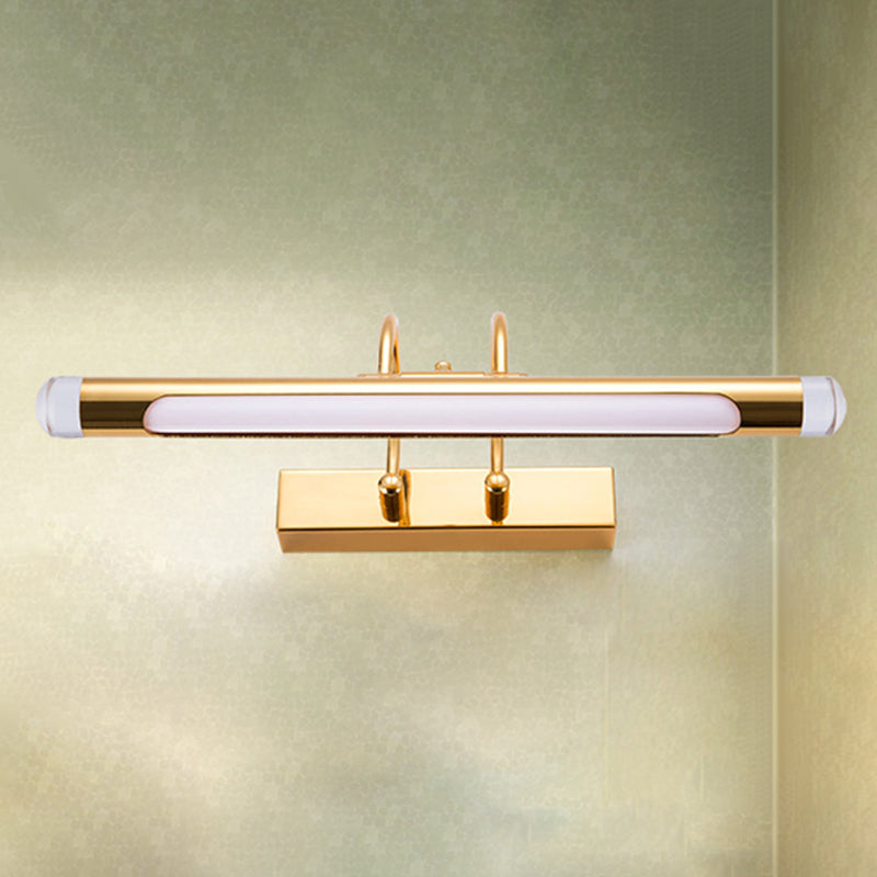 16"/21" Wide Cylindrical Vanity Light Fixture Modernism Style Metallic LED Indoor Wall Lamp in Gold, Warm/White Lighting Clearhalo 'Cast Iron' 'Glass' 'Industrial' 'Modern wall lights' 'Modern' 'Tiffany' 'Traditional wall lights' 'Vanity Lights' 'Wall Lights' Lighting' 244323